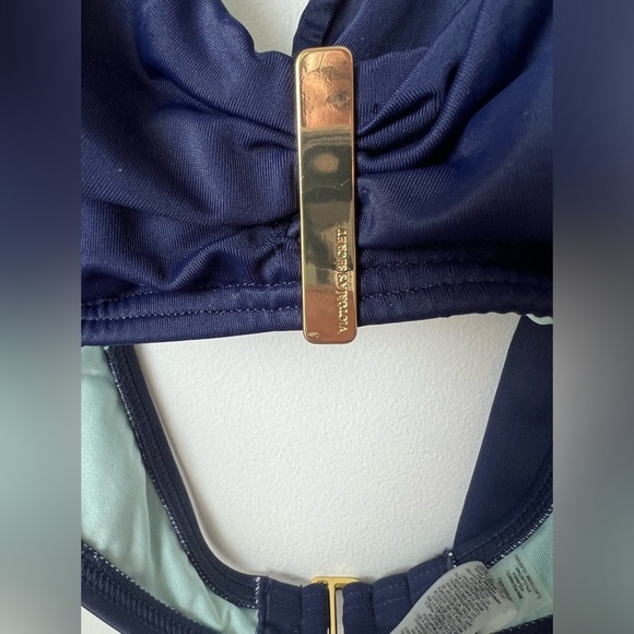 Victoria’s Secret Navy Blue Swim Suit Bikini Halter Top XL Removable Pads - Picture 2 of 6